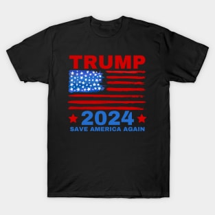 Save america again 2024 trump American Flag T-Shirt